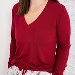 Burgundy Women's Long Sleeve Shirt - Jammie Session