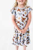 Load image into Gallery viewer, Butterfly Kisses Short Sleeve Big Kid Twirl Dress - Jammie Session
