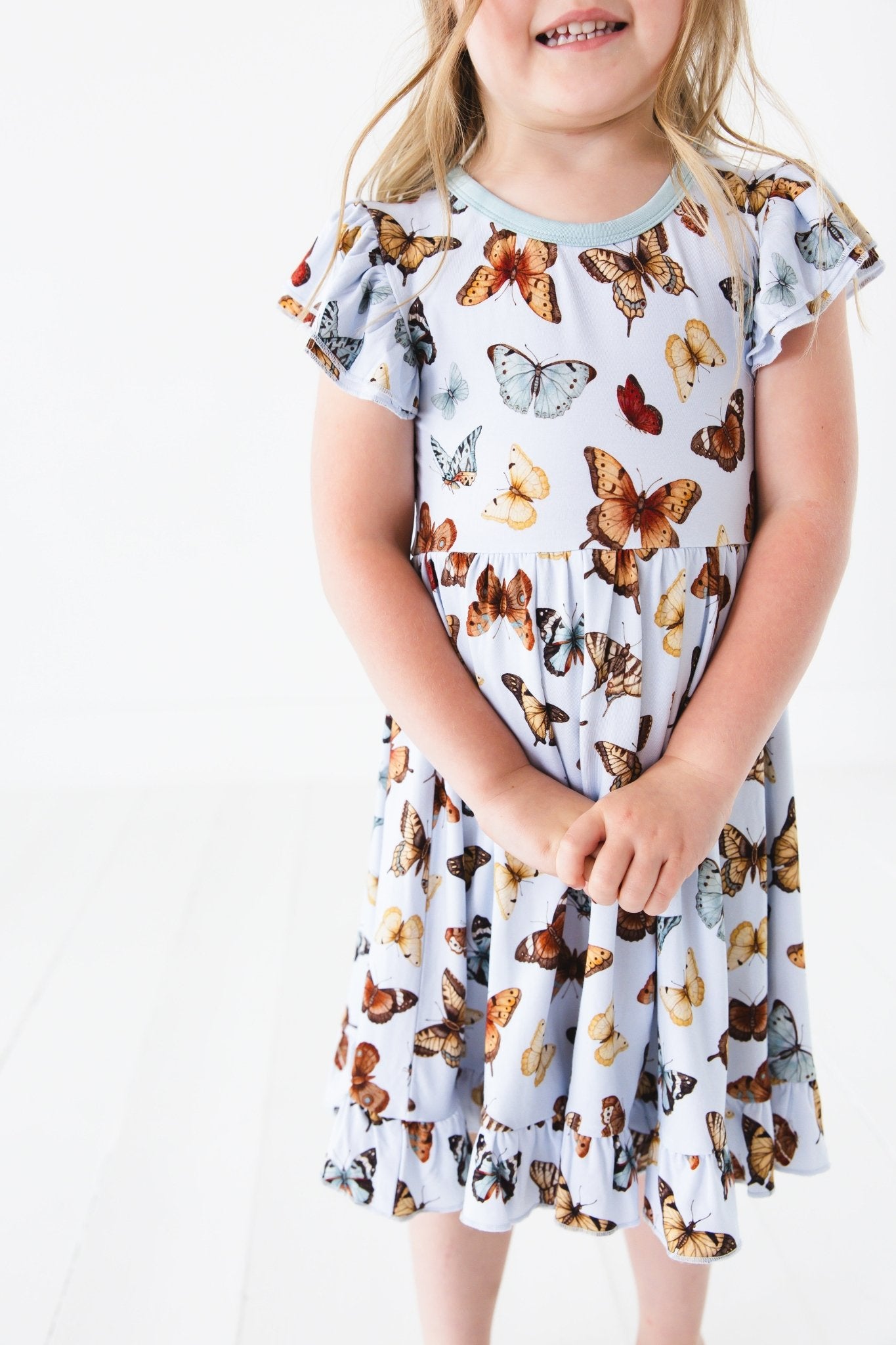 Butterfly Kisses Short Sleeve Big Kid Twirl Dress - Jammie Session