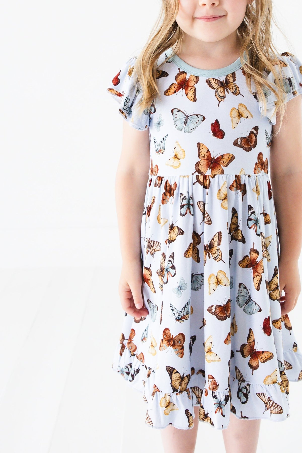 Butterfly Kisses Short Sleeve Big Kid Twirl Dress - Jammie Session
