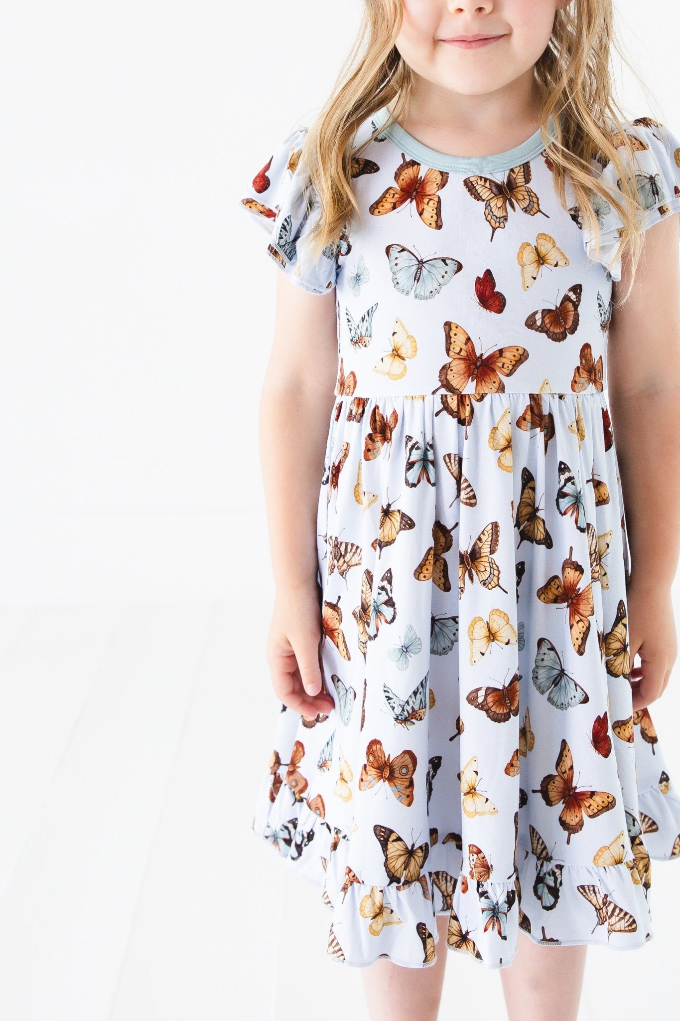 Butterfly Kisses Short Sleeve Big Kid Twirl Dress - Jammie Session