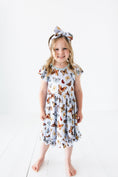 Load image into Gallery viewer, Butterfly Kisses Short Sleeve Big Kid Twirl Dress - Jammie Session
