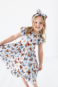 Load image into Gallery viewer, Butterfly Kisses Short Sleeve Big Kid Twirl Dress - Jammie Session

