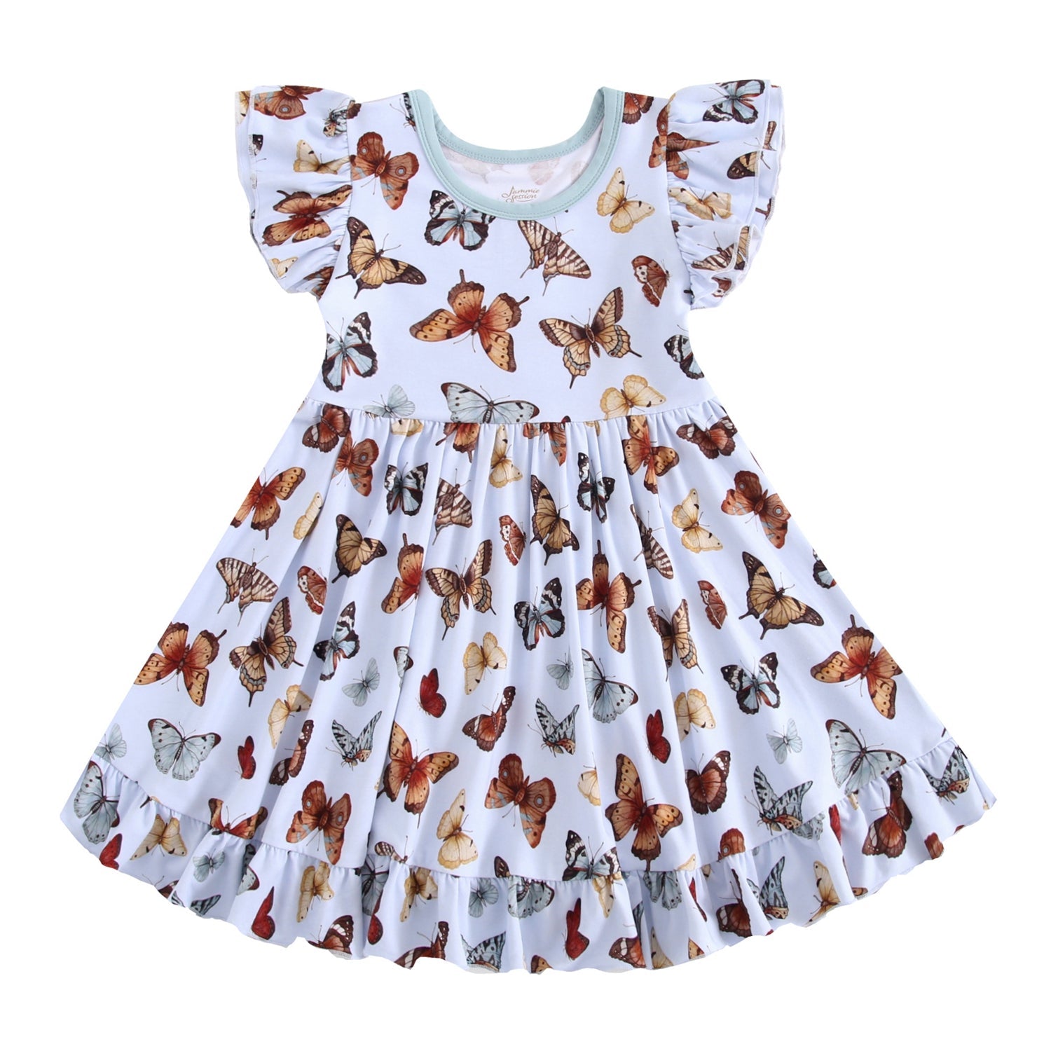 Butterfly Kisses Short Sleeve Big Kid Twirl Dress - Jammie Session