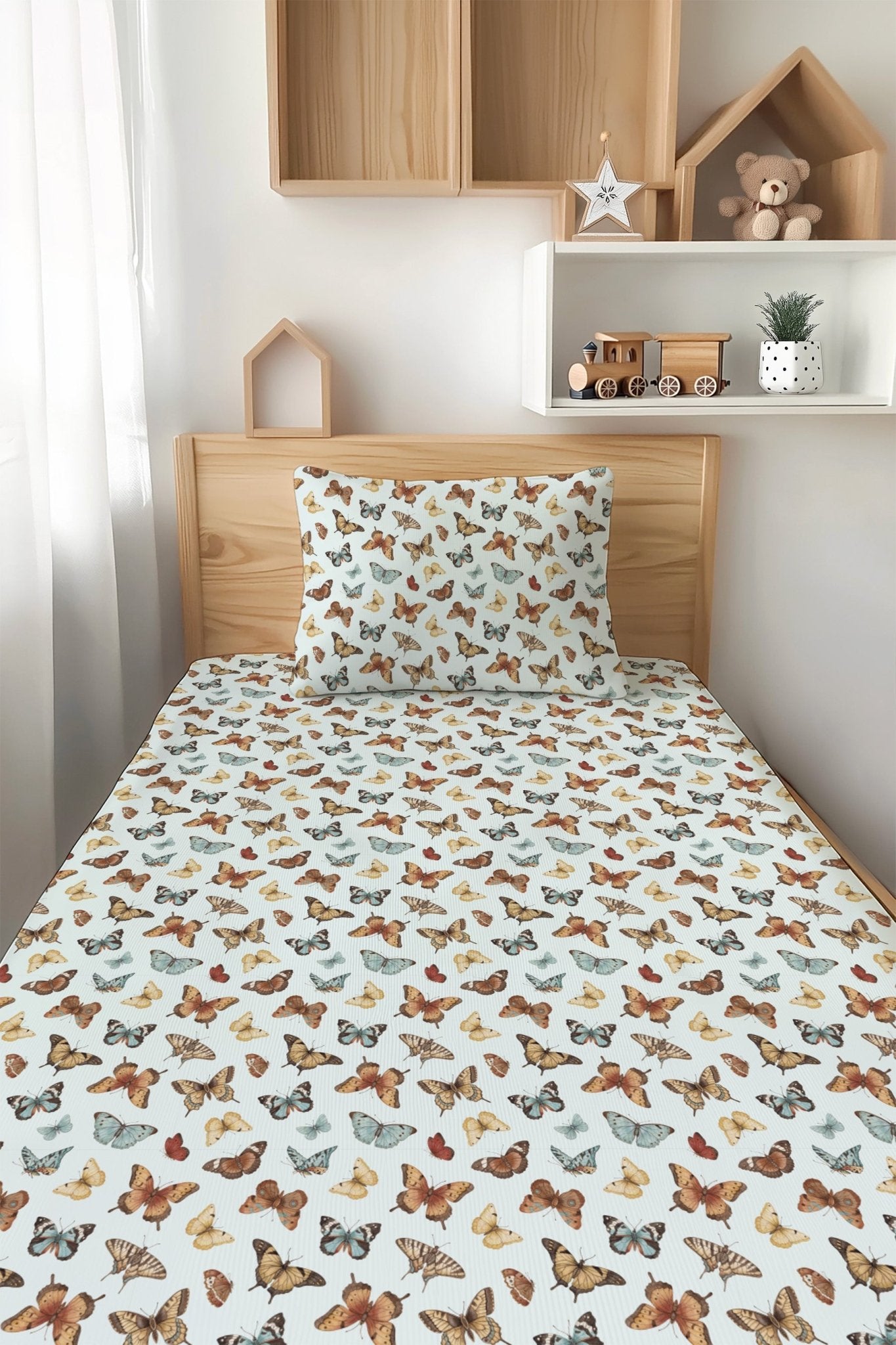 Butterfly Kisses Twin Fitted Sheet and Pillowcase Set - Jammie Session