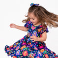 Load image into Gallery viewer, Cosmic Cuddles Short Sleeve Big Kid Twirl Dress - Jammie Session
