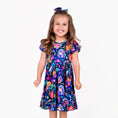 Load image into Gallery viewer, Cosmic Cuddles Short Sleeve Big Kid Twirl Dress - Jammie Session
