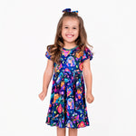 Cosmic Cuddles Short Sleeve Big Kid Twirl Dress - Jammie Session
