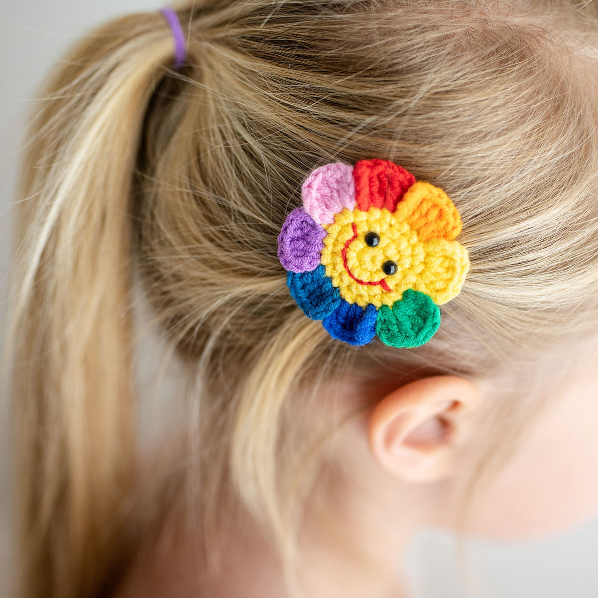 Crochet Rainbow Sunflower Hair Clip BDLJ - Jammie Session
