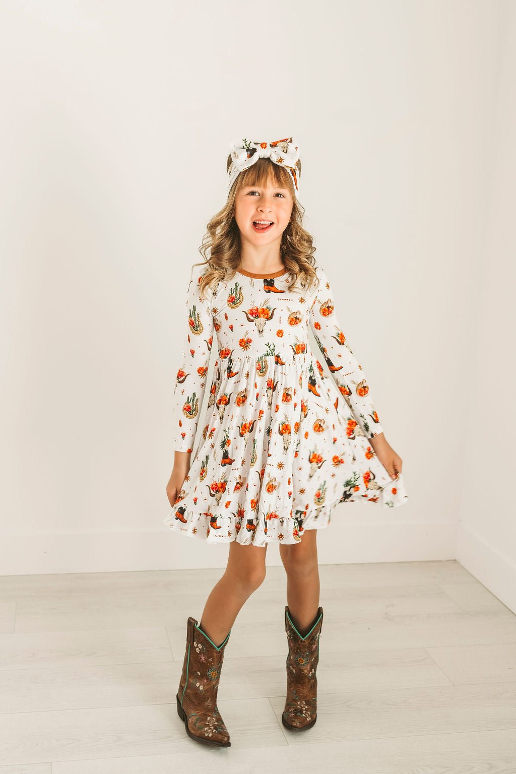 Desert Dreams Long Sleeve Big Kid Twirl Dress - Jammie Session