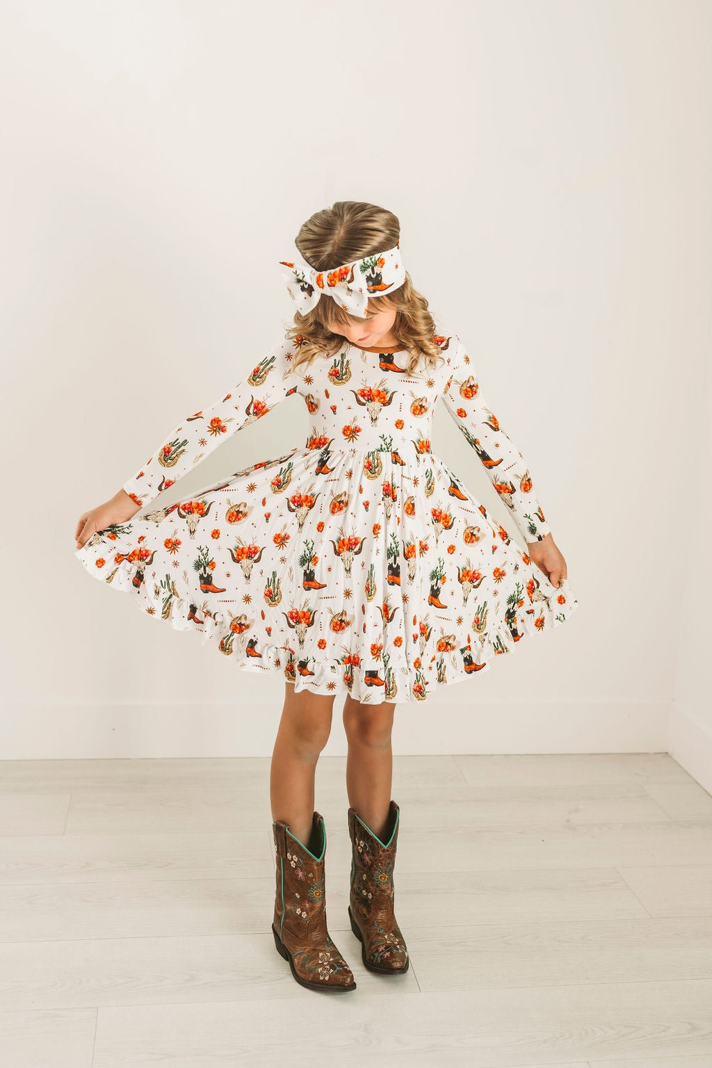 Desert Dreams Long Sleeve Big Kid Twirl Dress - Jammie Session