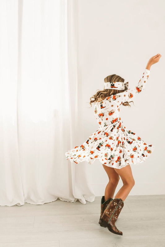 Desert Dreams Long Sleeve Big Kid Twirl Dress - Jammie Session