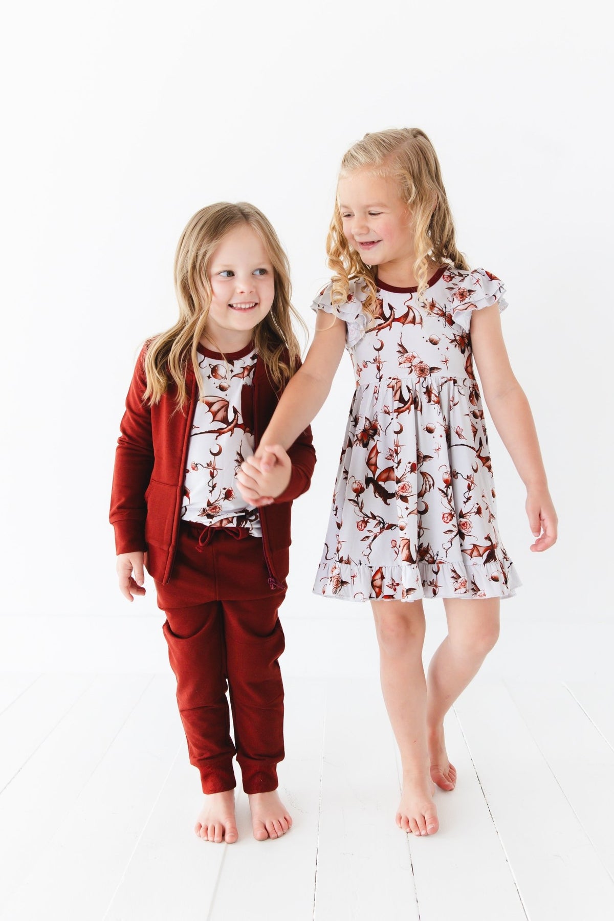 Dreaming with Dragons Short Sleeve Big Kid Twirl Dress - Jammie Session
