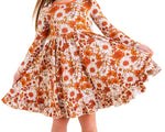 Falling For Florals Long Sleeve Big Kid Twirl Dress - Jammie Session