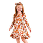 Falling For Florals Long Sleeve Big Kid Twirl Dress - Jammie Session