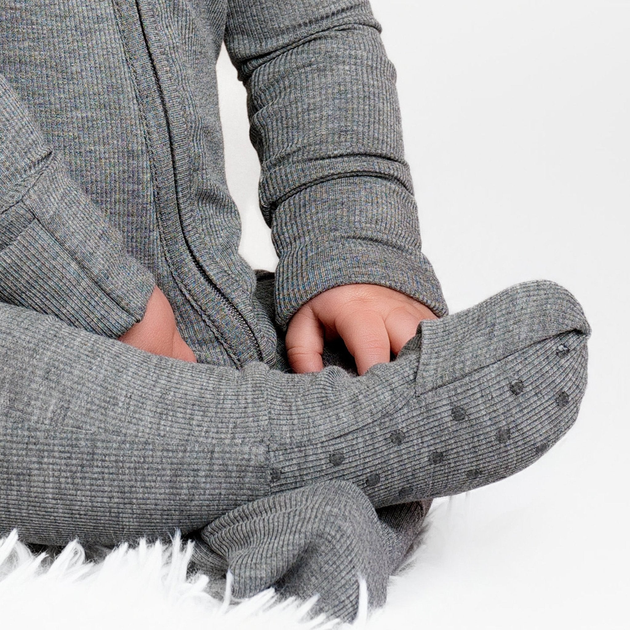 Heather (Gray) Ribbed Romper BDLJ - Jammie Session