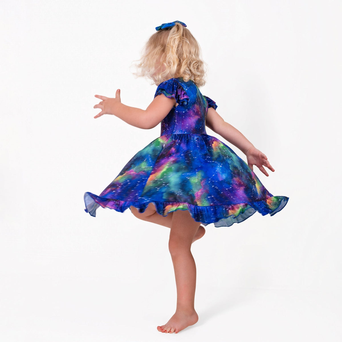 Luminara Galaxy Short Sleeve Big Kid Twirl Dress - Jammie Session