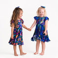 Load image into Gallery viewer, Luminara Galaxy Short Sleeve Big Kid Twirl Dress - Jammie Session

