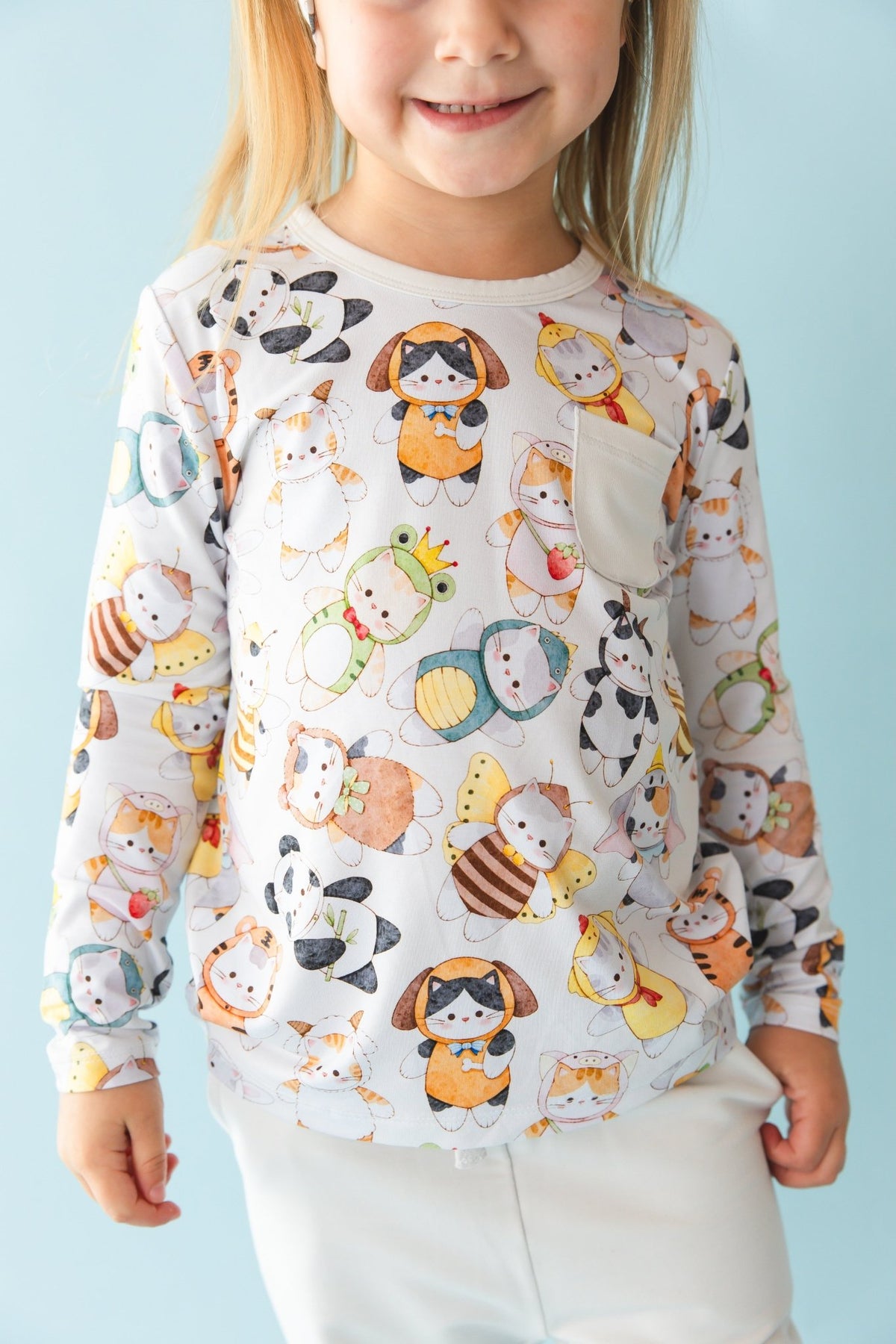 Meowster of Disguise Kids' Long Sleeve T-shirt - Jammie Session