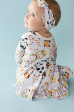 Meowster of Disguise Long Sleeve Bodysuit Twirl Dress - Jammie Session