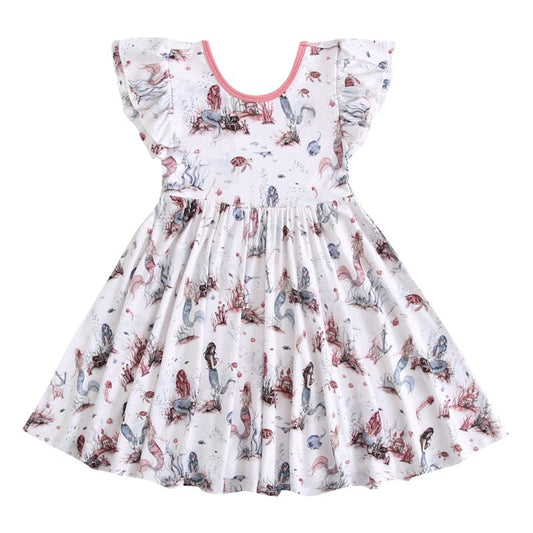 Mermaid Cove Short Sleeve Big Kid Twirl Dress BDLJ - Jammie Session