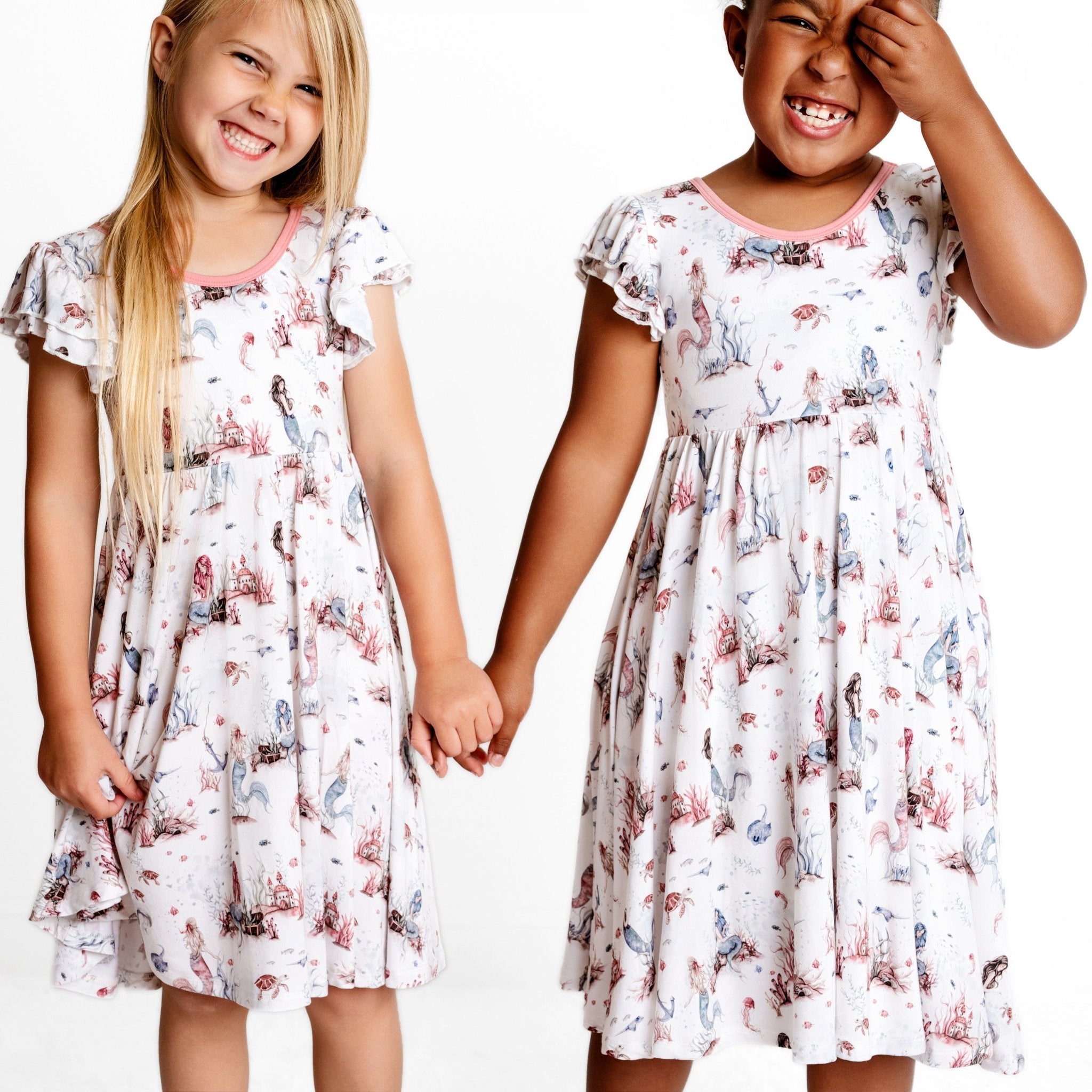 Mermaid Cove Short Sleeve Big Kid Twirl Dress BDLJ - Jammie Session