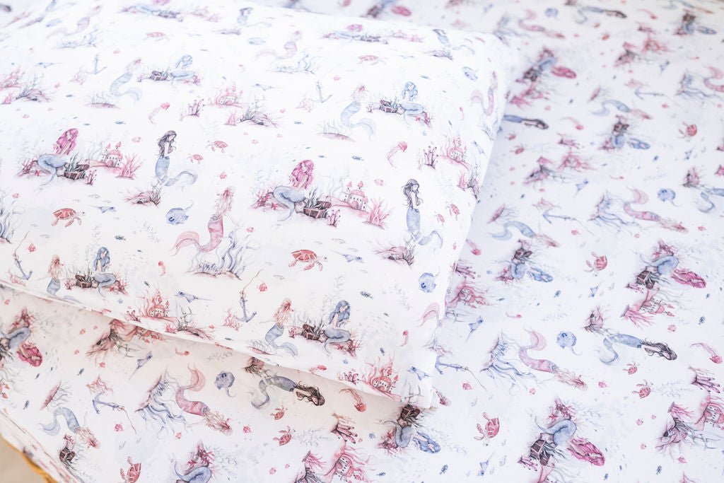 Mermaid Cove Twin Fitted Sheet and Pillowcase Set BDLJ - Jammie Session