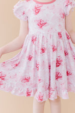 Misty Roses Short Sleeve Big Kid Twirl Dress - Jammie Session