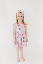 Misty Roses Short Sleeve Big Kid Twirl Dress - Jammie Session