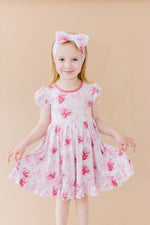 Misty Roses Short Sleeve Big Kid Twirl Dress - Jammie Session