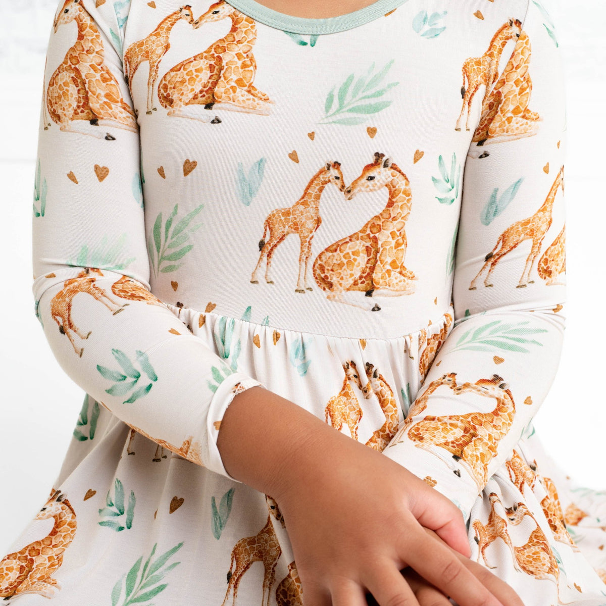 Mother's Love (Giraffe) Long Sleeve Big Kid Twirl Dress - Jammie Session