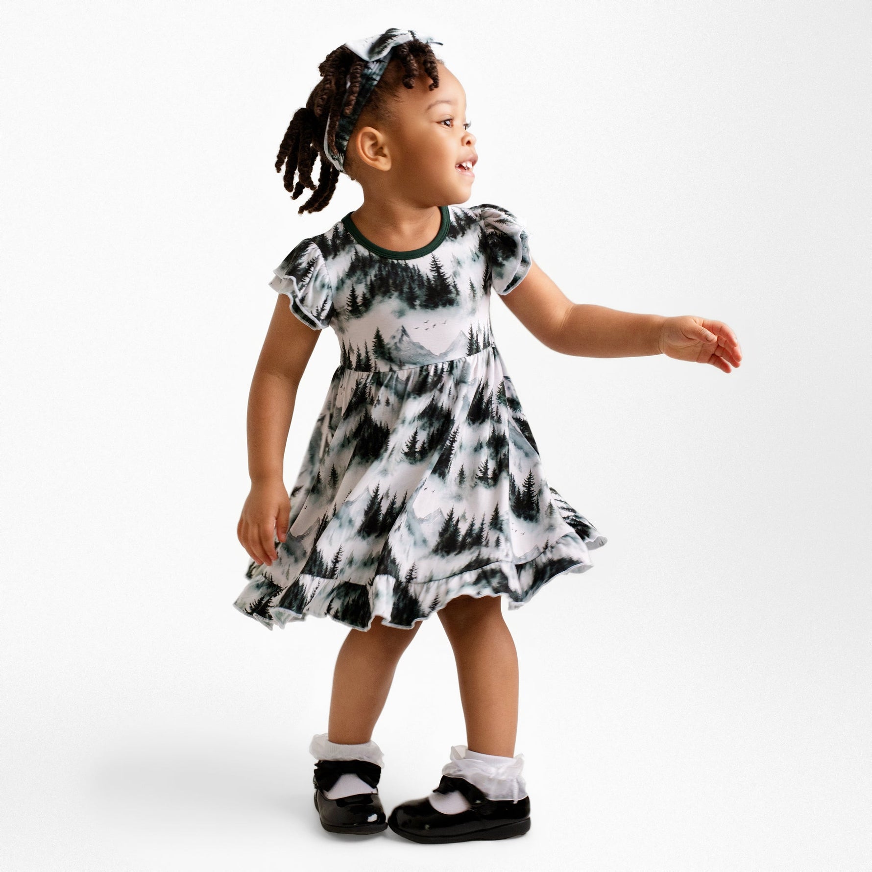 Mountain Mist Long Sleeve Big Kid Twirl Dress - Jammie Session
