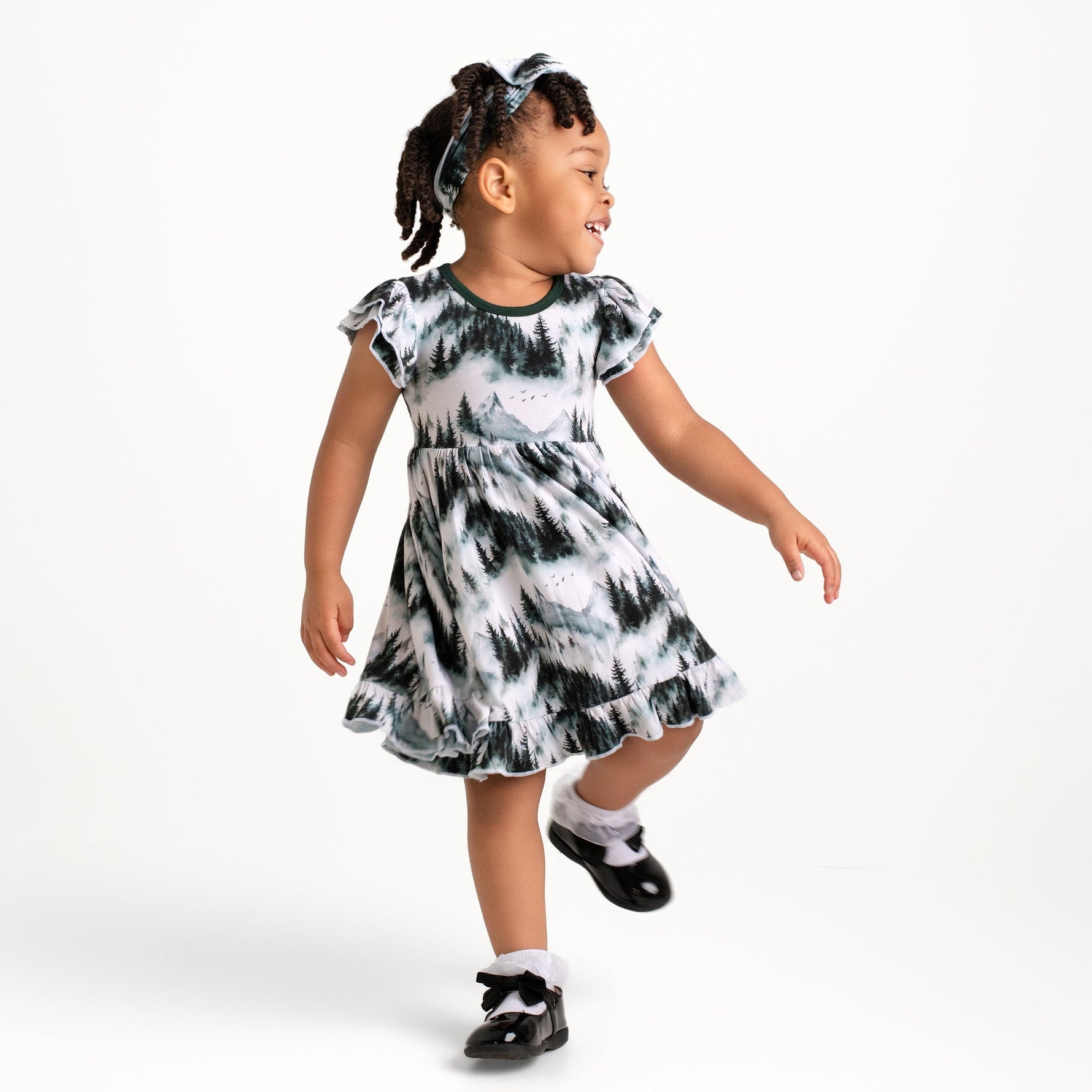Mountain Mist Long Sleeve Big Kid Twirl Dress - Jammie Session
