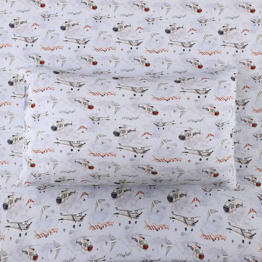 Plane & Simple (Airplanes) Twin Fitted Sheet and Pillowcase Set BDLJ - Jammie Session