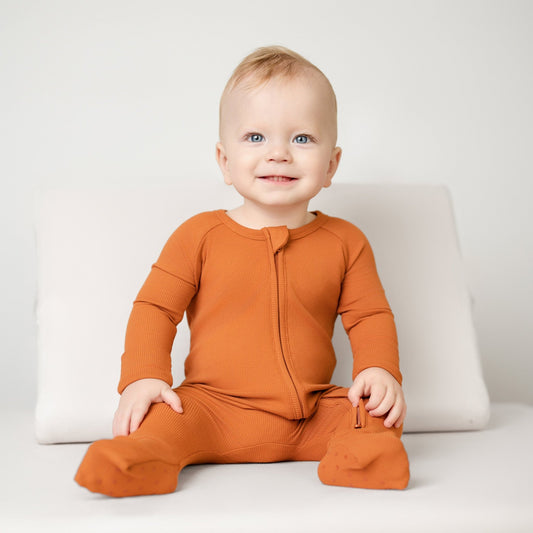 Rust (Orange) Ribbed Romper BDLJ - Jammie Session