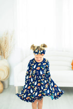 Santa’s Treats Long Sleeve Big Kid Twirl Dress - Jammie Session