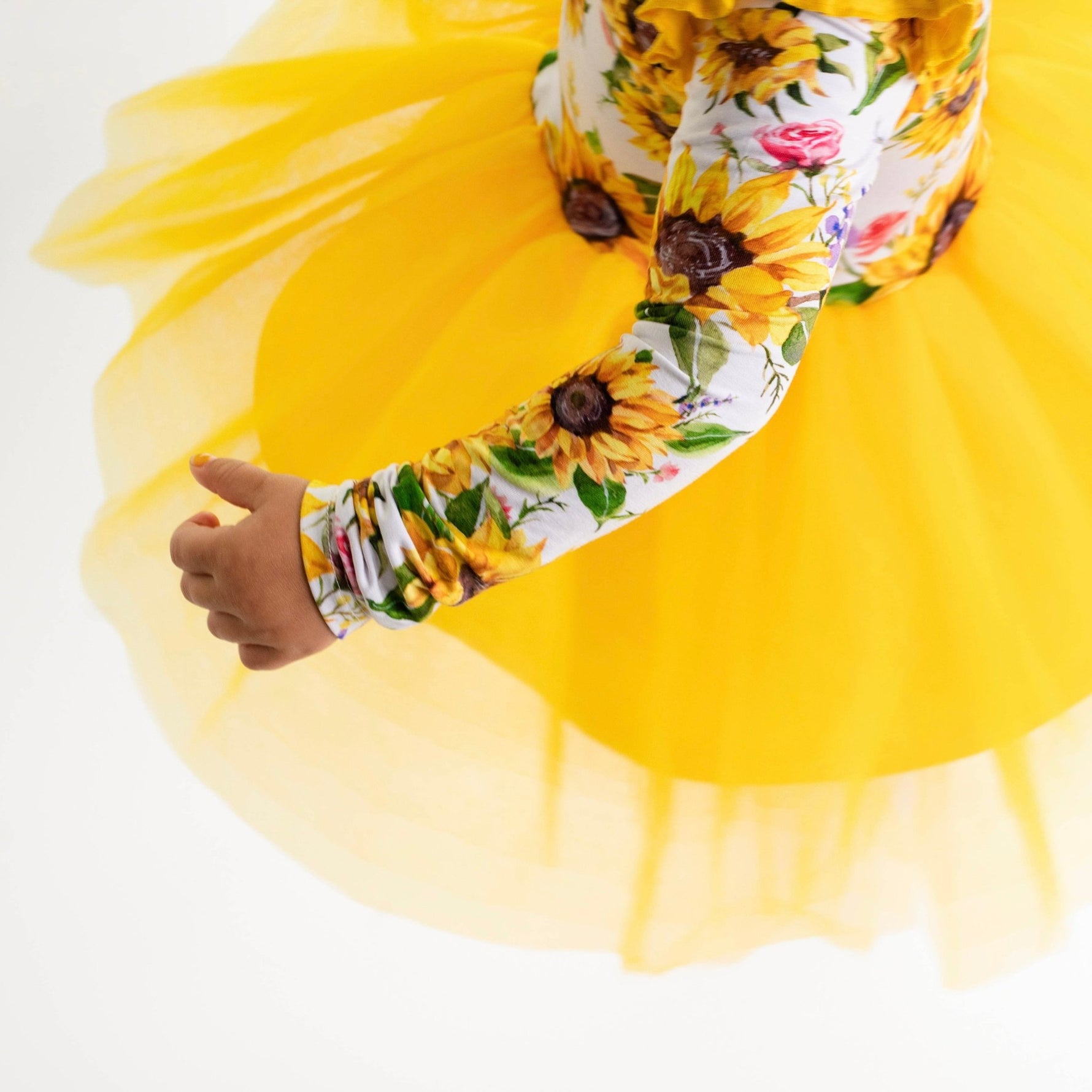 Suns and Roses (Sunflower) Long Sleeve Big Kid Tutu Dress - Jammie Session