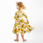 Suns and Roses (Sunflower) Long Sleeve Big Kid Twirl Dress - Jammie Session