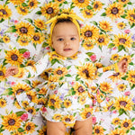 Suns and Roses (Sunflowers) Long Sleeve Bodysuit Twirl Dress - Jammie Session