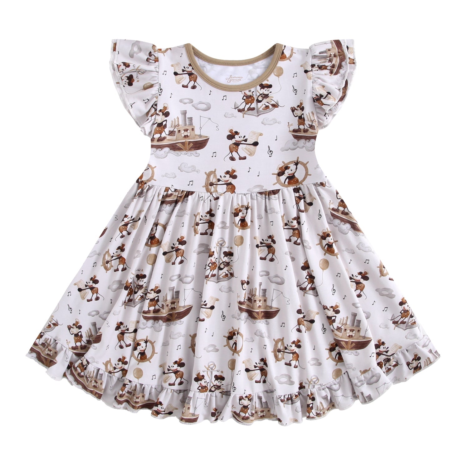 Vintage Voyage Short Sleeve Big Kid Twirl Dress - Jammie Session