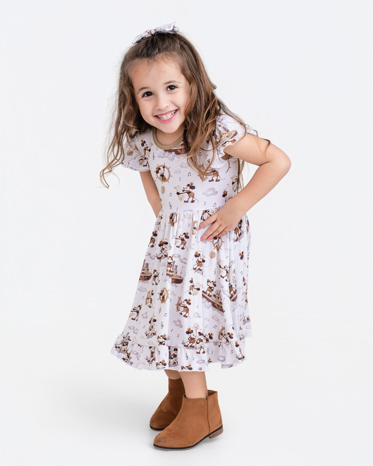 Vintage Voyage Short Sleeve Big Kid Twirl Dress - Jammie Session