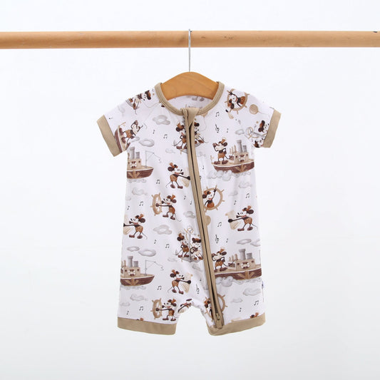 Vintage Voyage Short Sleeve Romper - Jammie Session