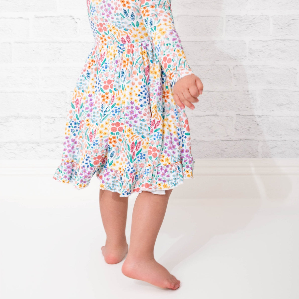 Whimsical Wildflower Long Sleeve Big Kid Twirl Dress - Jammie Session