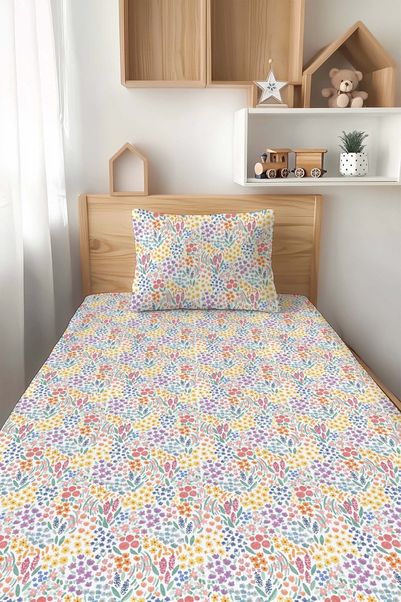Whimsical Wildflower Twin Fitted Sheet and Pillowcase Set - Jammie Session