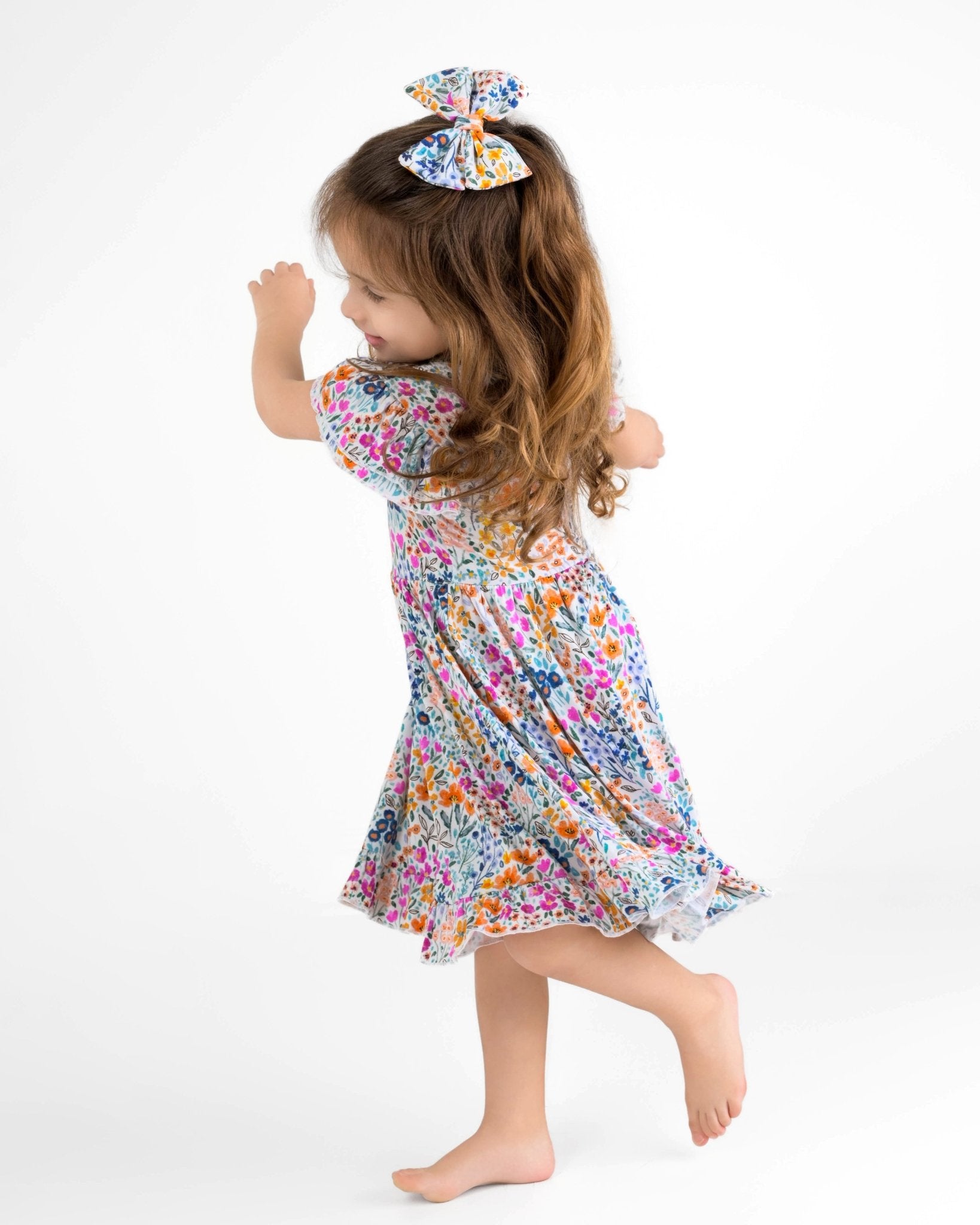 Whispering Wildflowers Short Sleeve Big Kid Twirl Dress - Jammie Session