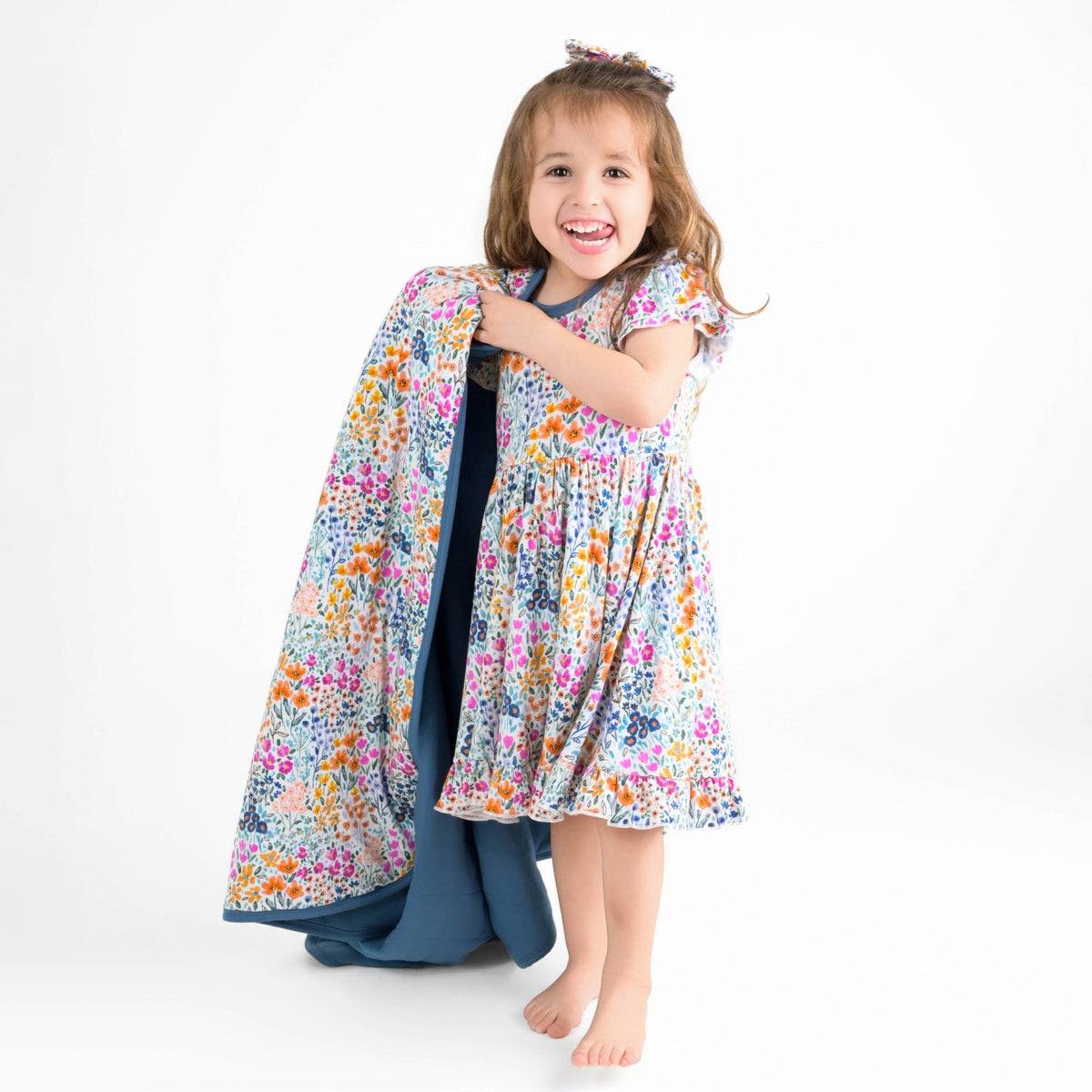 Whispering Wildflowers Short Sleeve Big Kid Twirl Dress - Jammie Session