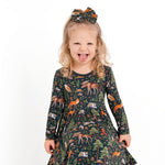 Wood you be my friend Long Sleeve Big Kid Twirl Dress - Jammie Session