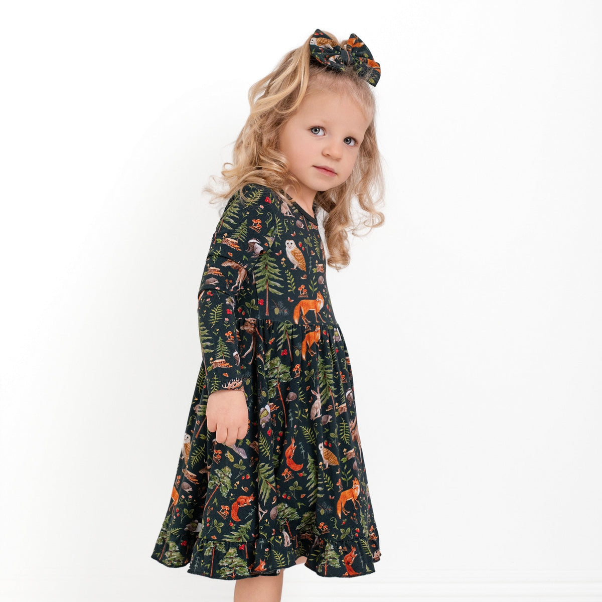 Wood you be my friend Long Sleeve Big Kid Twirl Dress - Jammie Session