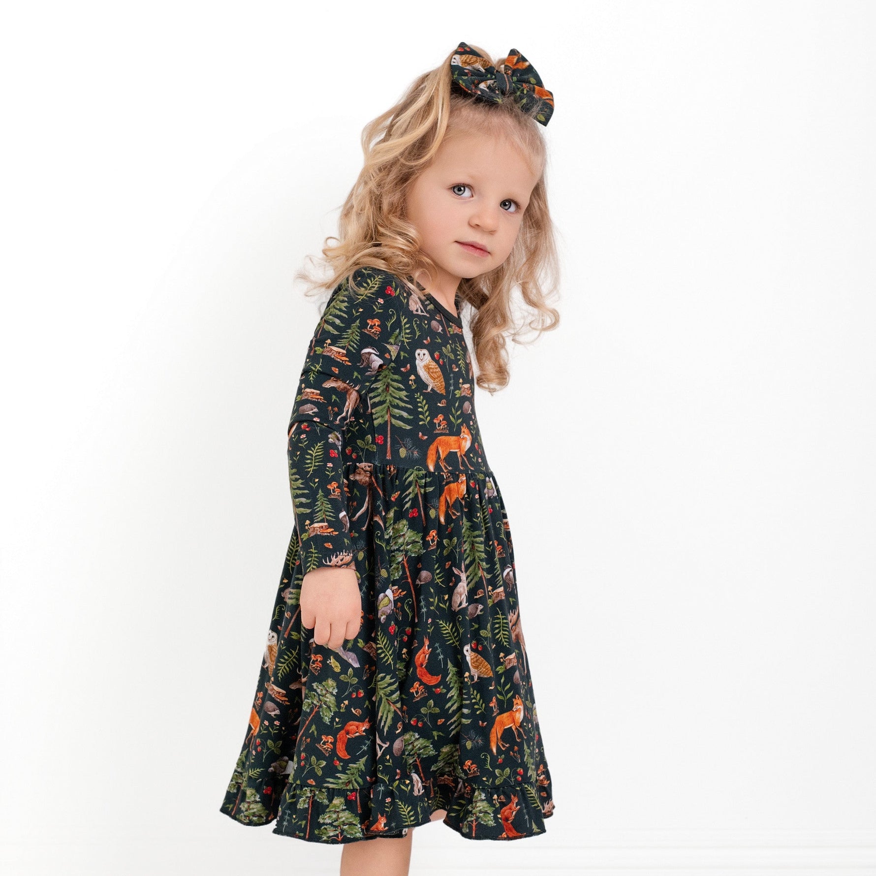 Wood you be my friend Long Sleeve Big Kid Twirl Dress - Jammie Session