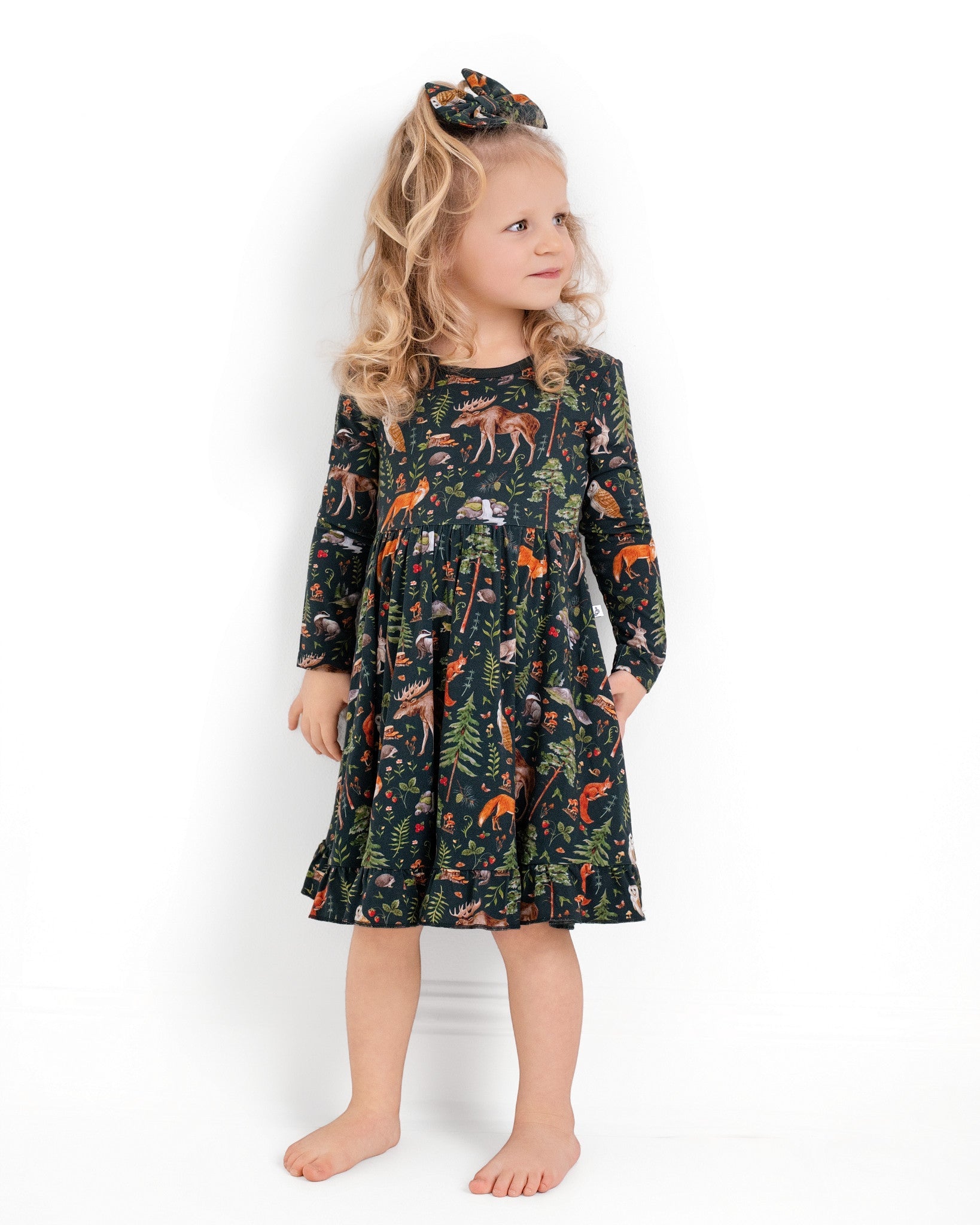 Wood you be my friend Long Sleeve Big Kid Twirl Dress - Jammie Session
